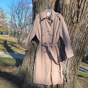 Light Taupe Double-Breasted Trench Coat with Belt